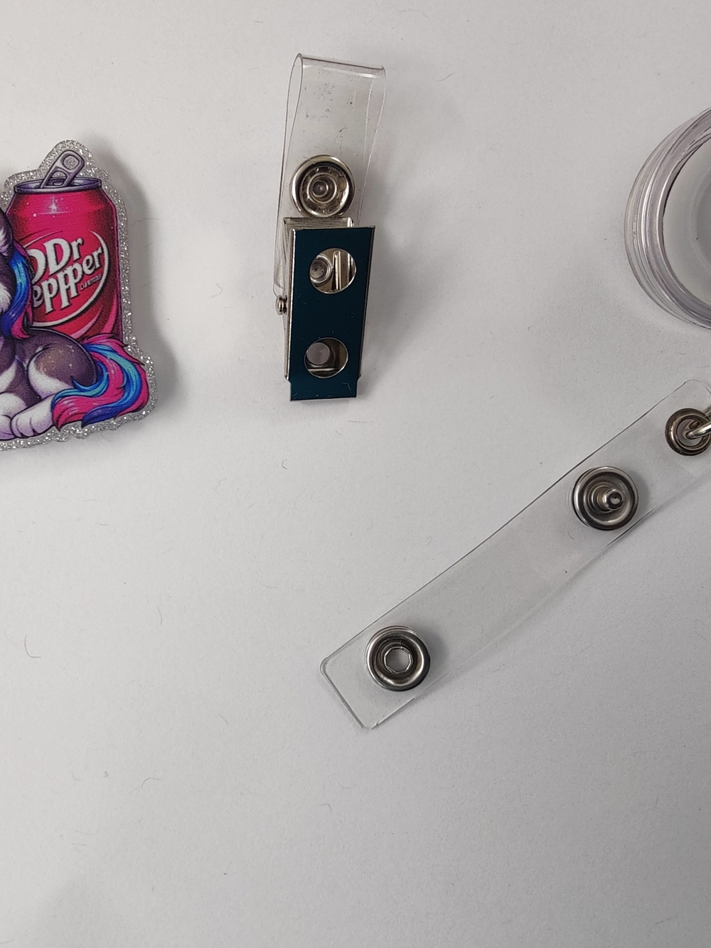 Handmade Badge Reel- Dr. Pepper Husky